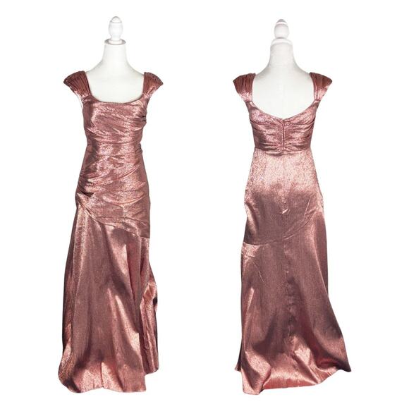 Theia Santana Scoop Neck Gown 2 Pink NEW - Picture 3 of 12